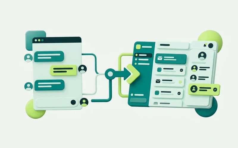 A website chat conversation handing off directly into a shared team inbox