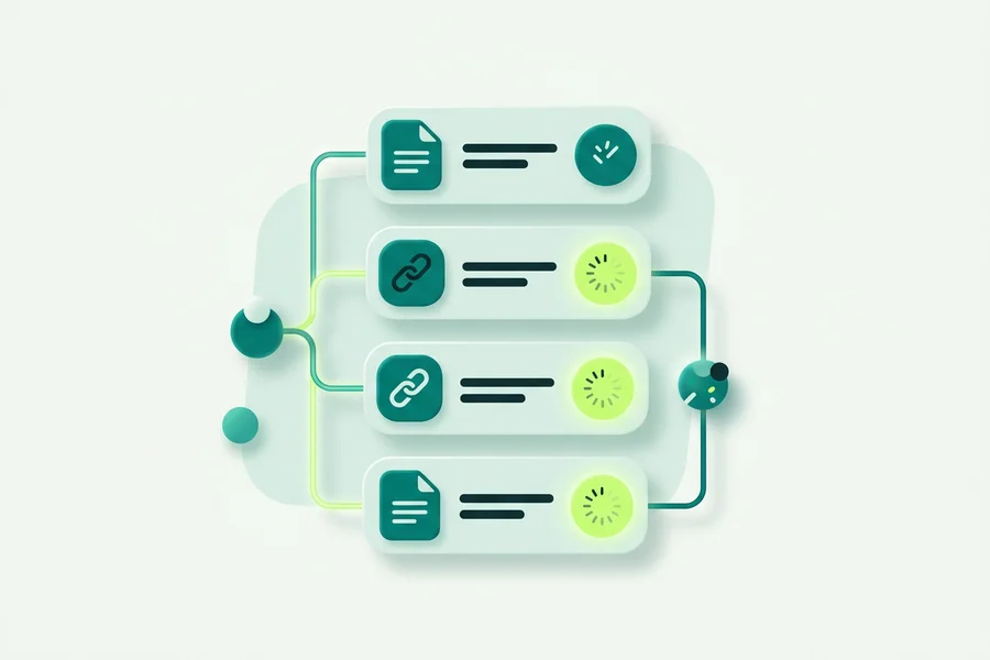 A knowledge sources list showing ready and processing status badges beside file and URL icons